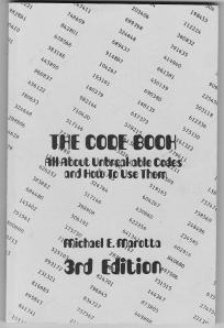 Book cover "The Code Book" gray and black. Just words with random numbers no pictures.